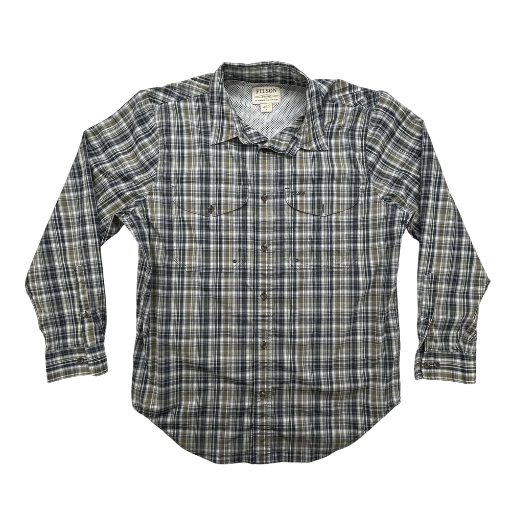 Filson Shirt Mens Large Plaid Performance Button Up Outdoor Fishing Hiking